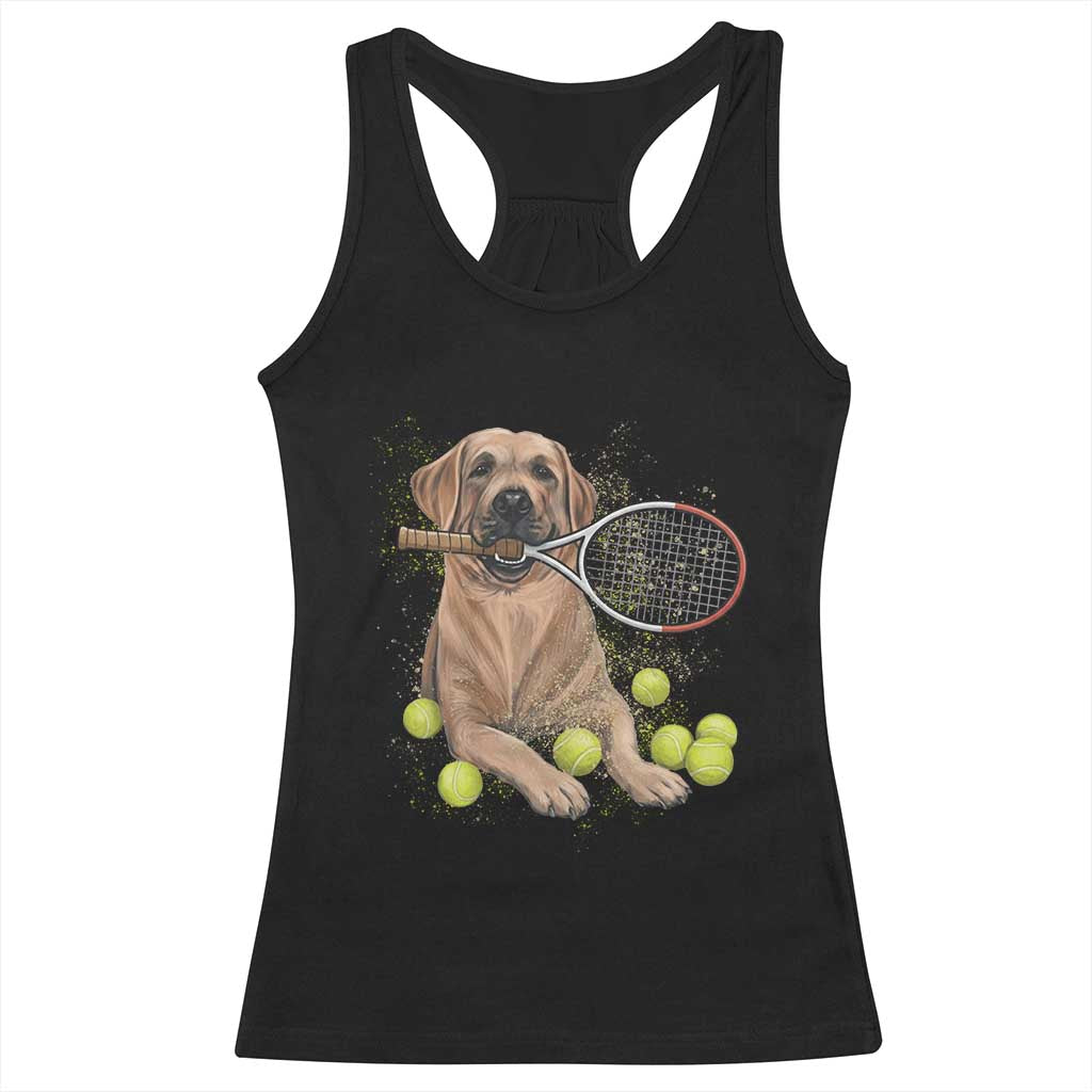 Funny Labrador Dog Playing Tennis Ball Racerback Tank Top Pet Lover Gift - Wonder Print Shop