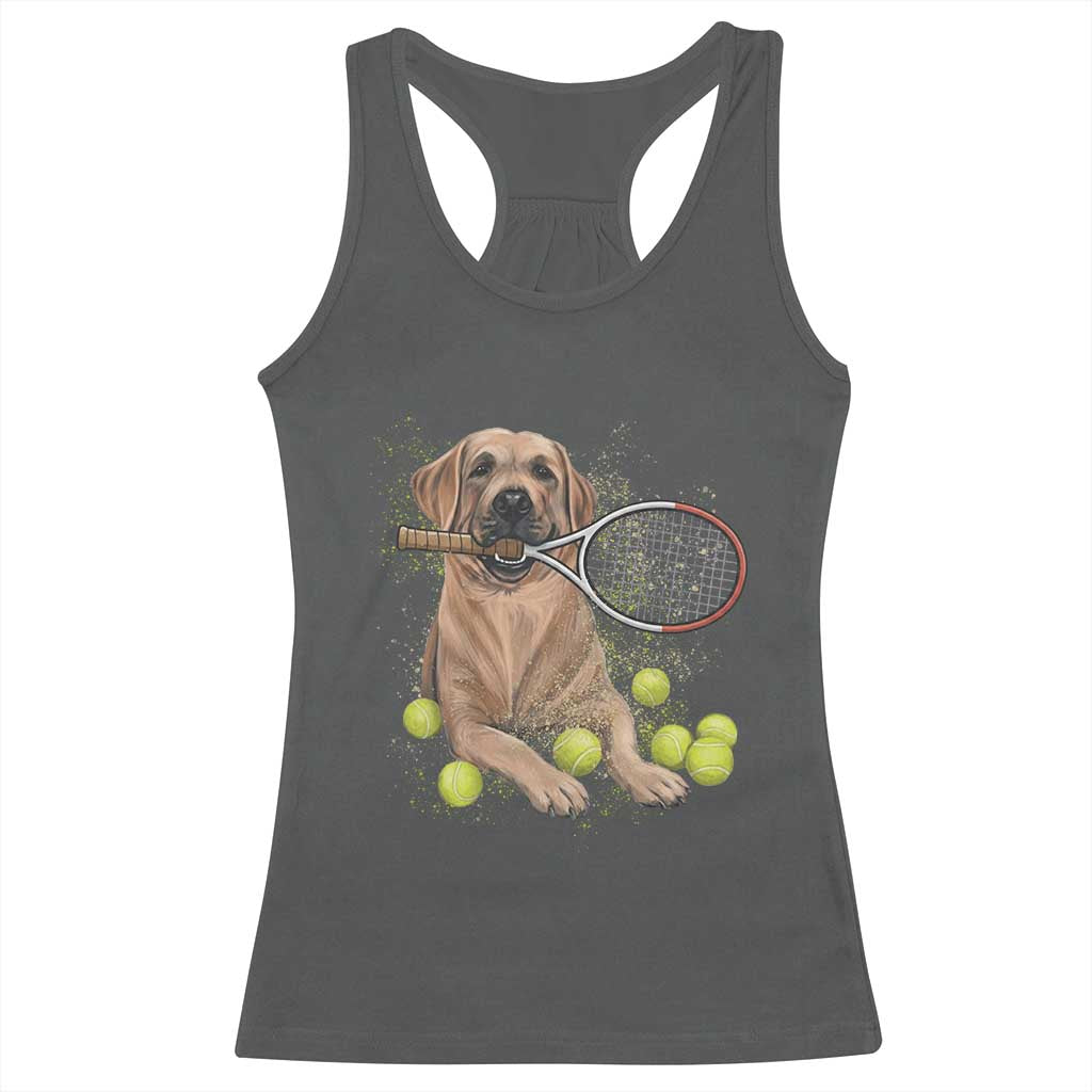 Funny Labrador Dog Playing Tennis Ball Racerback Tank Top Pet Lover Gift - Wonder Print Shop