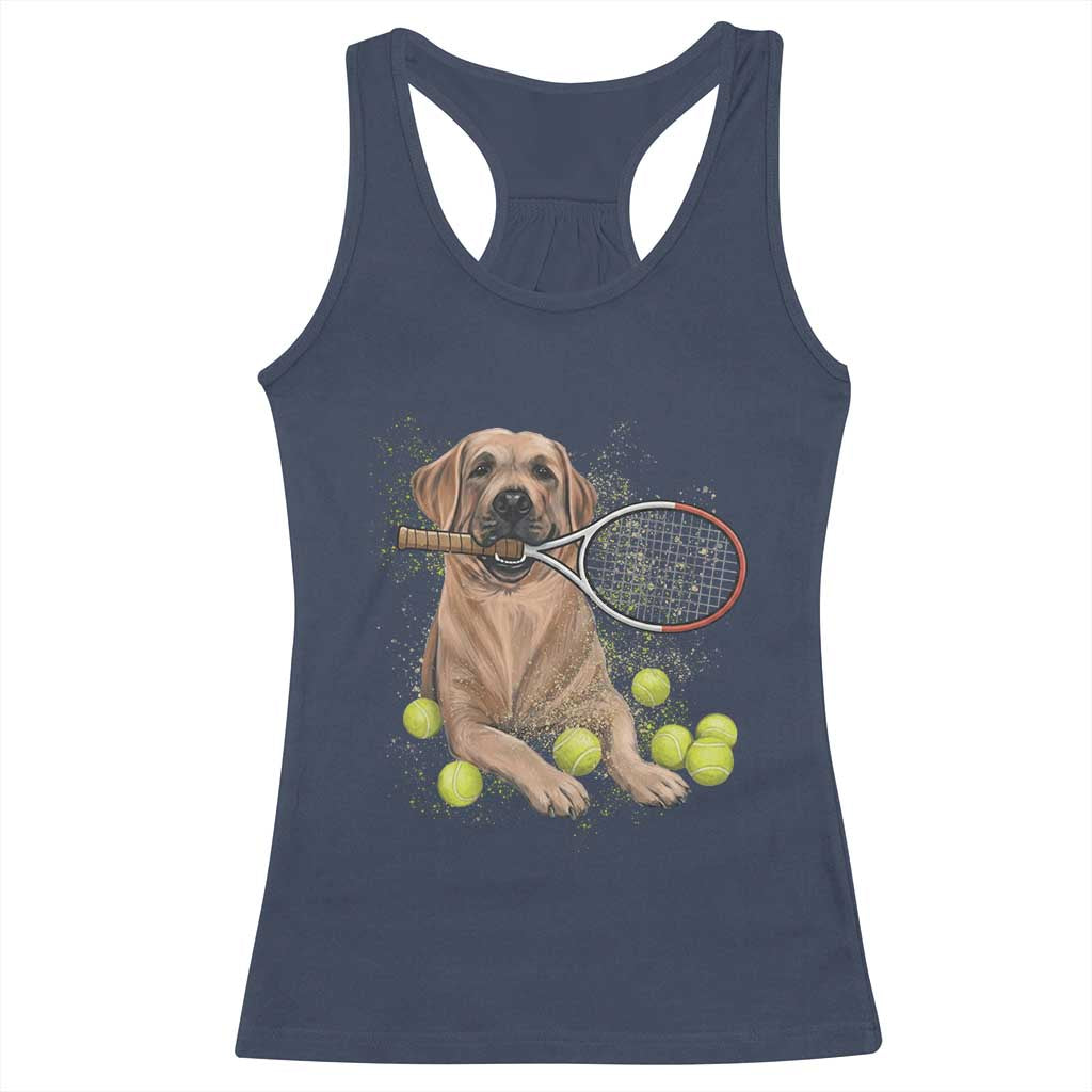 Funny Labrador Dog Playing Tennis Ball Racerback Tank Top Pet Lover Gift - Wonder Print Shop