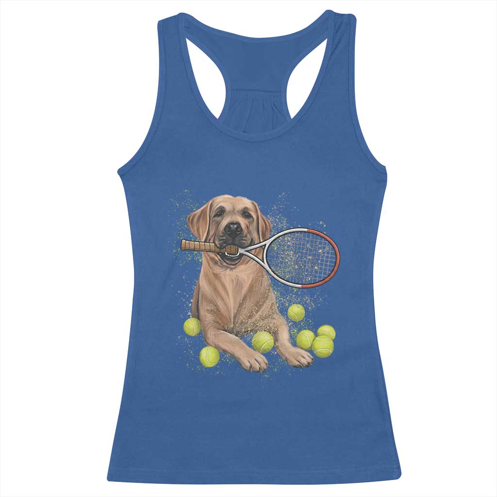 Funny Labrador Dog Playing Tennis Ball Racerback Tank Top Pet Lover Gift - Wonder Print Shop