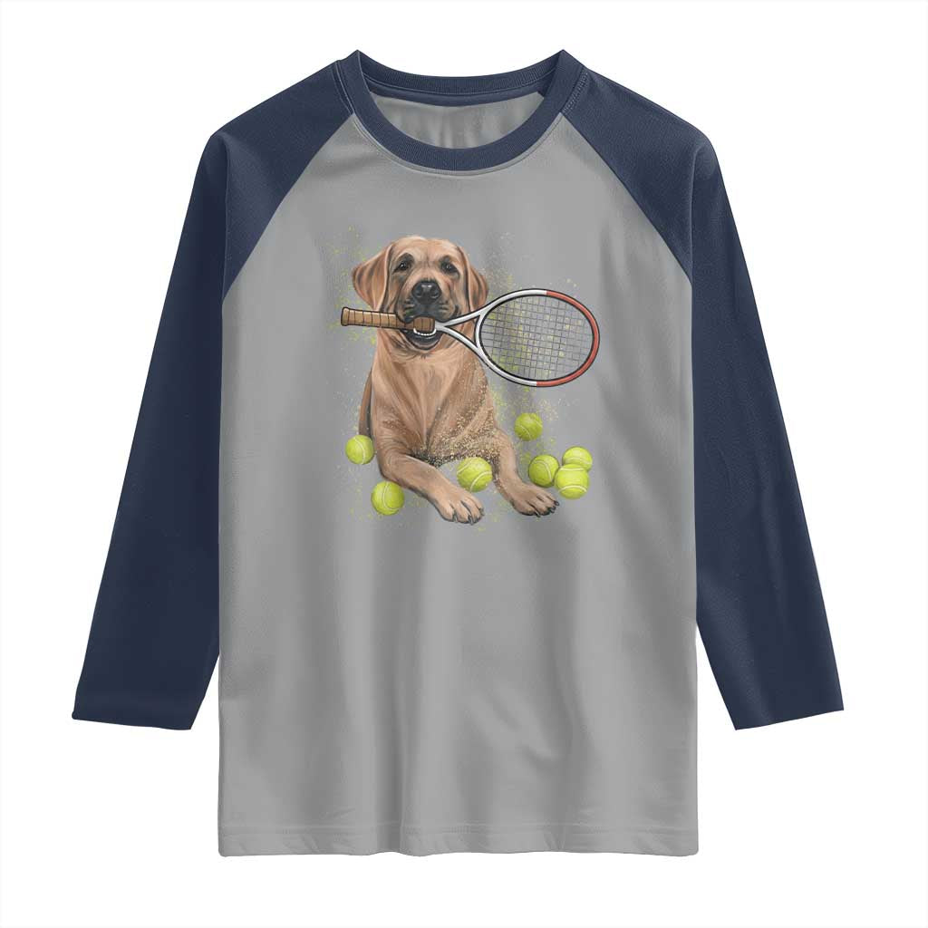 Funny Labrador Dog Playing Tennis Ball Raglan Shirt Pet Lover Gift - Wonder Print Shop