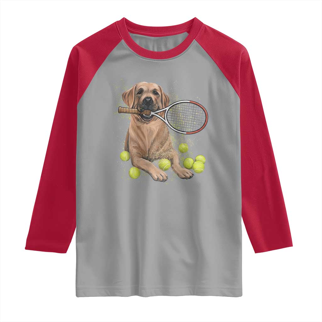 Funny Labrador Dog Playing Tennis Ball Raglan Shirt Pet Lover Gift - Wonder Print Shop