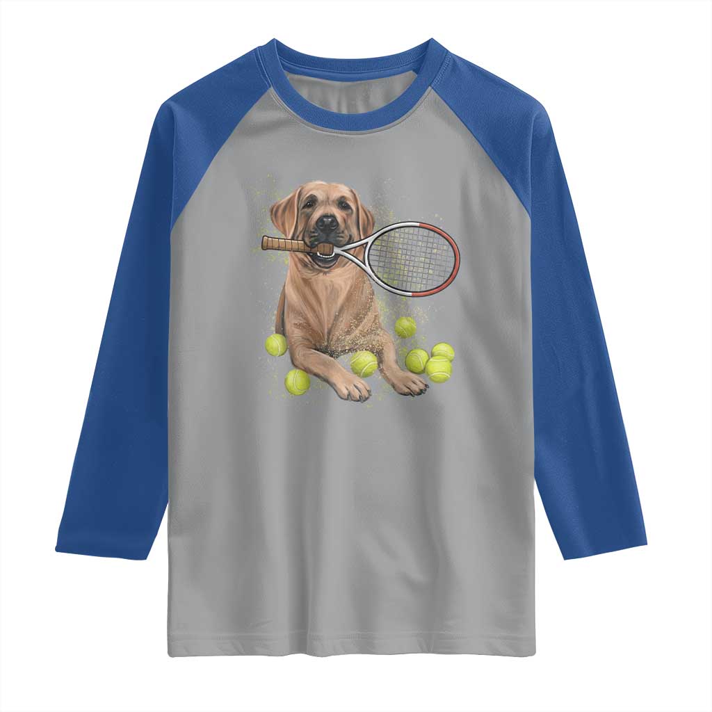 Funny Labrador Dog Playing Tennis Ball Raglan Shirt Pet Lover Gift - Wonder Print Shop