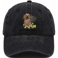 Funny Labrador Dog Playing Tennis Ball Washed Cotton Baseball Cap Pet Lover Gift