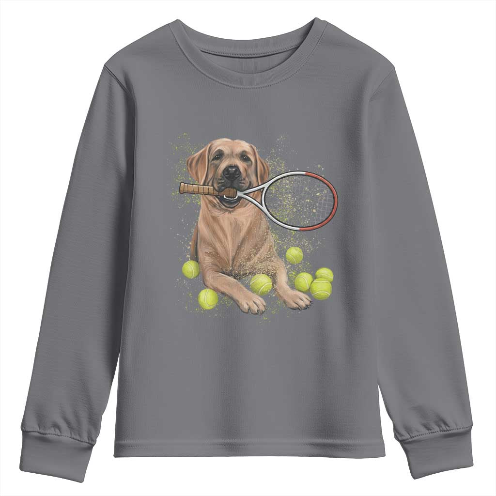 Funny Labrador Dog Playing Tennis Ball Youth Sweatshirt Pet Lover Gift - Wonder Print Shop
