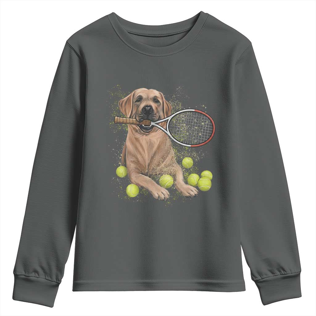 Funny Labrador Dog Playing Tennis Ball Youth Sweatshirt Pet Lover Gift - Wonder Print Shop