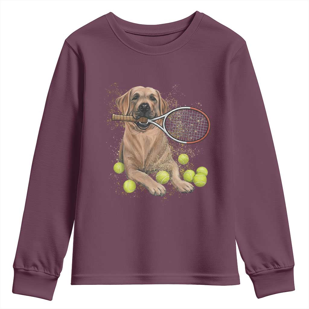 Funny Labrador Dog Playing Tennis Ball Youth Sweatshirt Pet Lover Gift - Wonder Print Shop