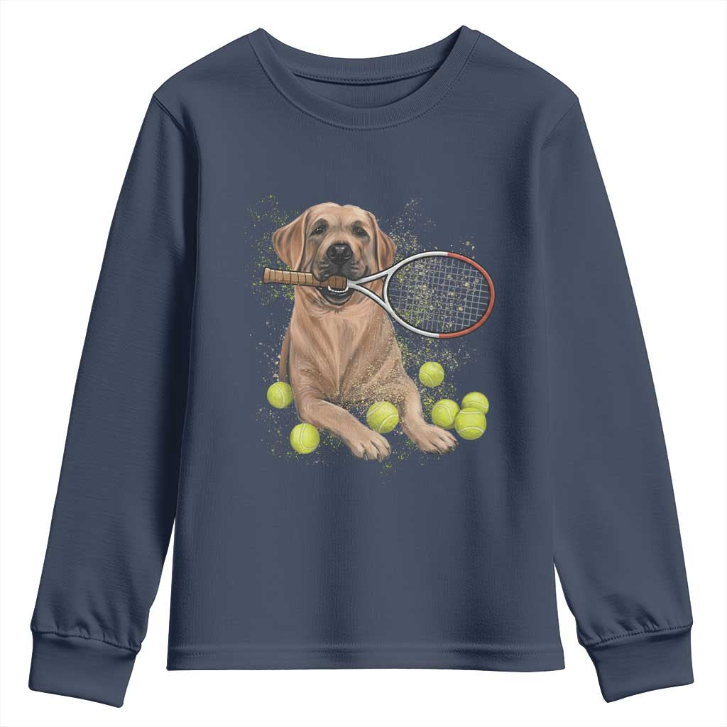 Funny Labrador Dog Playing Tennis Ball Youth Sweatshirt Pet Lover Gift - Wonder Print Shop