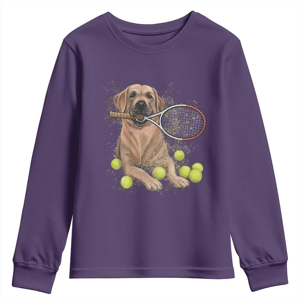 Funny Labrador Dog Playing Tennis Ball Youth Sweatshirt Pet Lover Gift - Wonder Print Shop