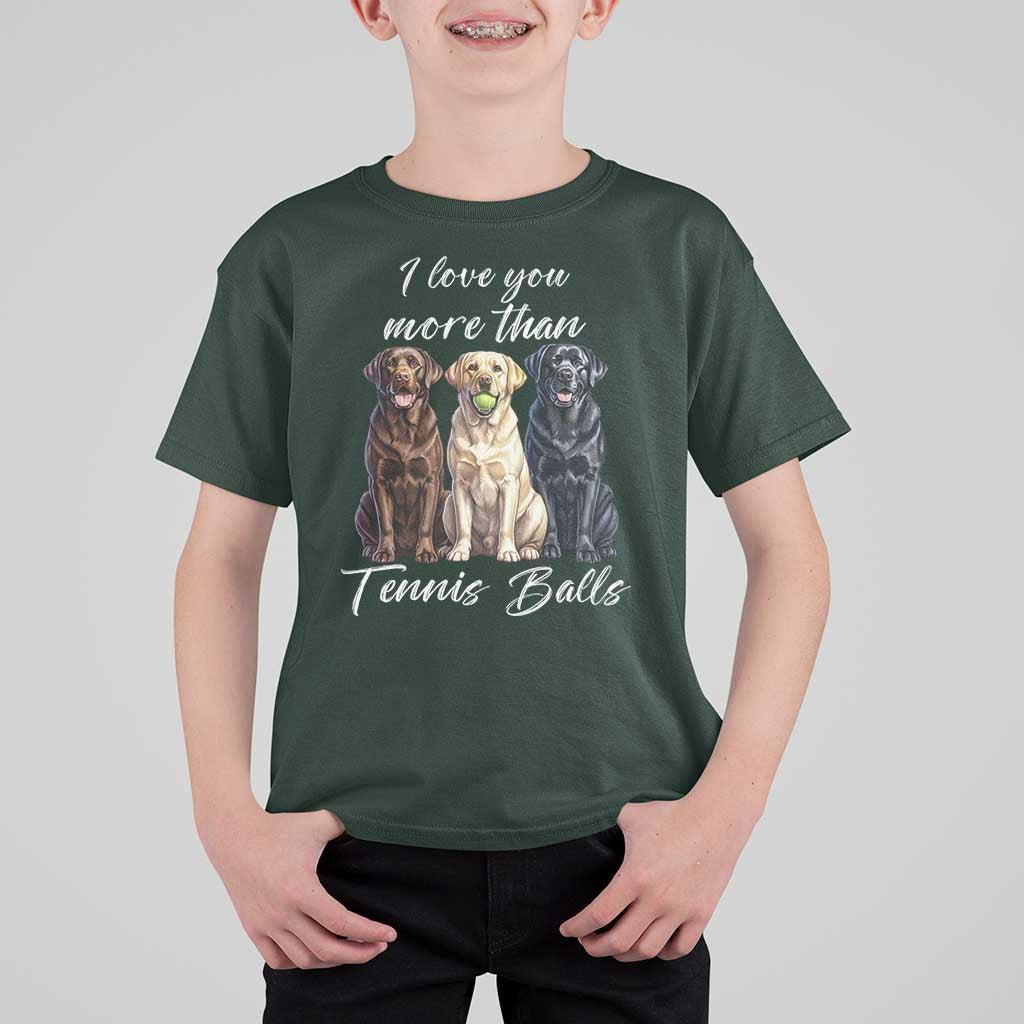 Funny Labrador Tennis Lover T Shirt For Kid I Love You More Than Tennis Ball - Wonder Print Shop