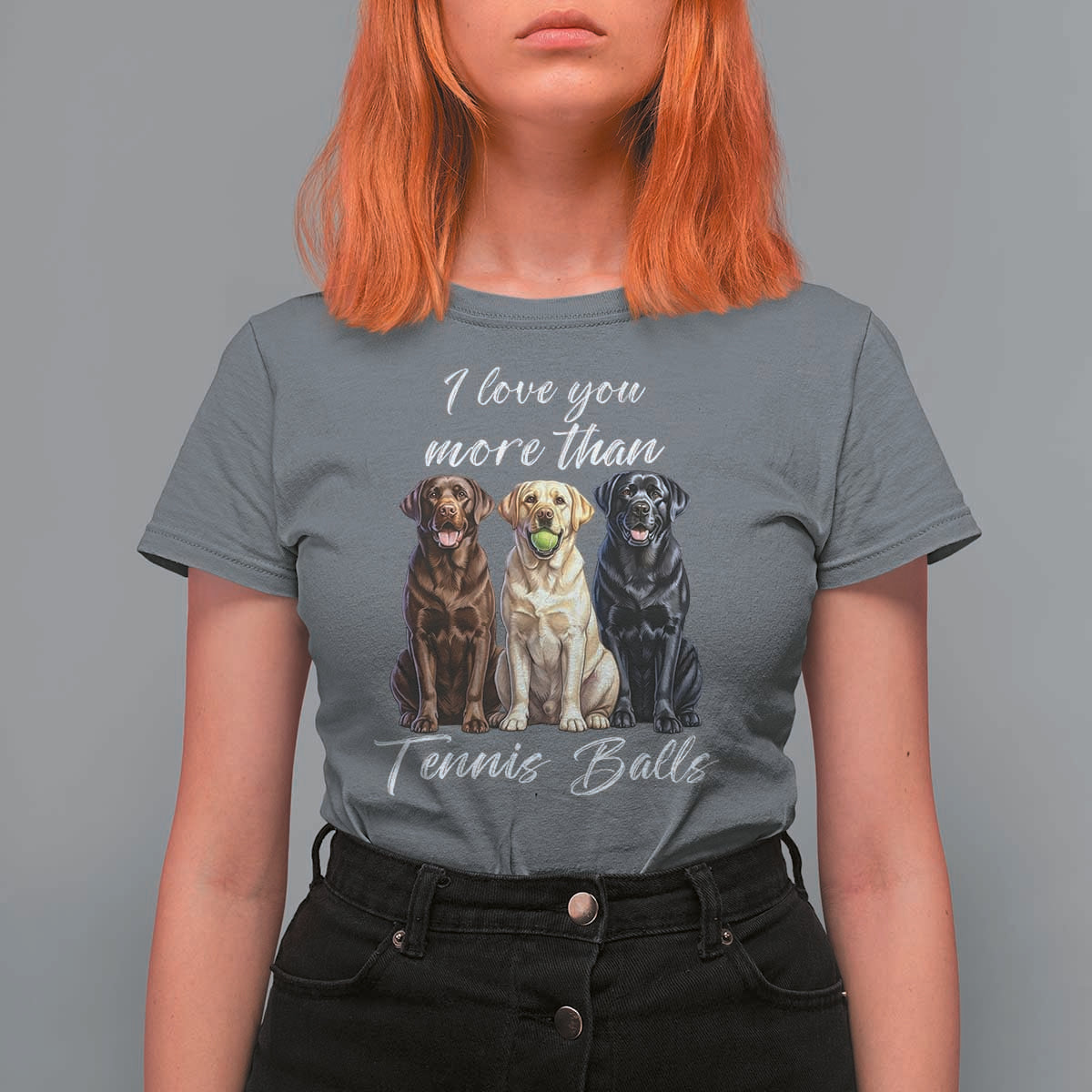 Funny Labrador Tennis Lover T Shirt For Women I Love You More Than Tennis Ball - Wonder Print Shop