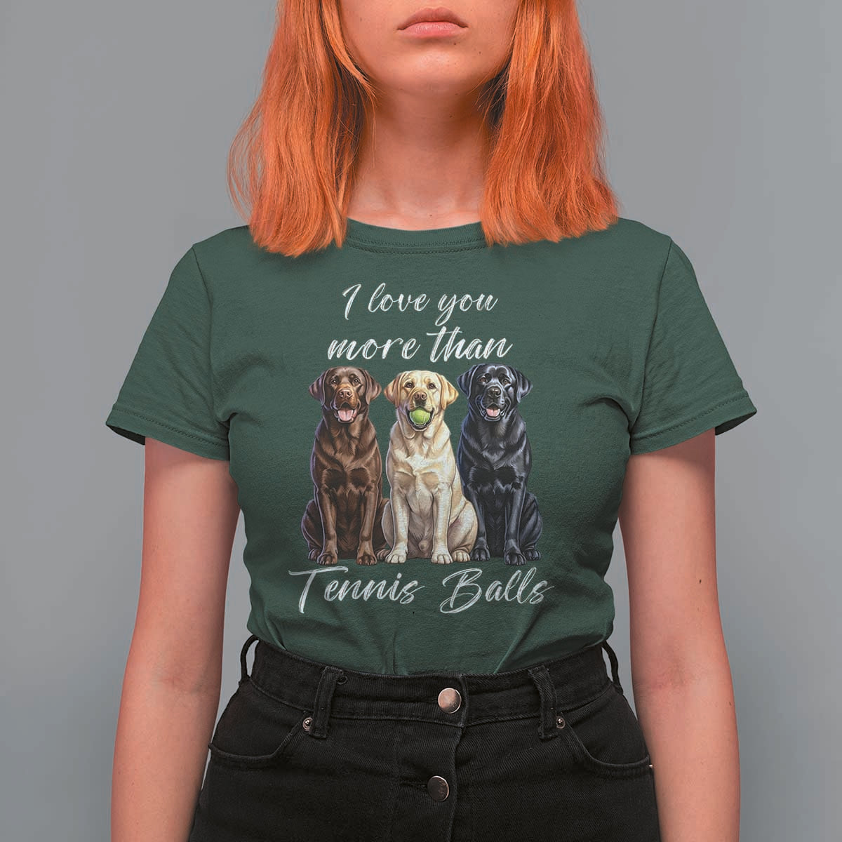 Funny Labrador Tennis Lover T Shirt For Women I Love You More Than Tennis Ball - Wonder Print Shop