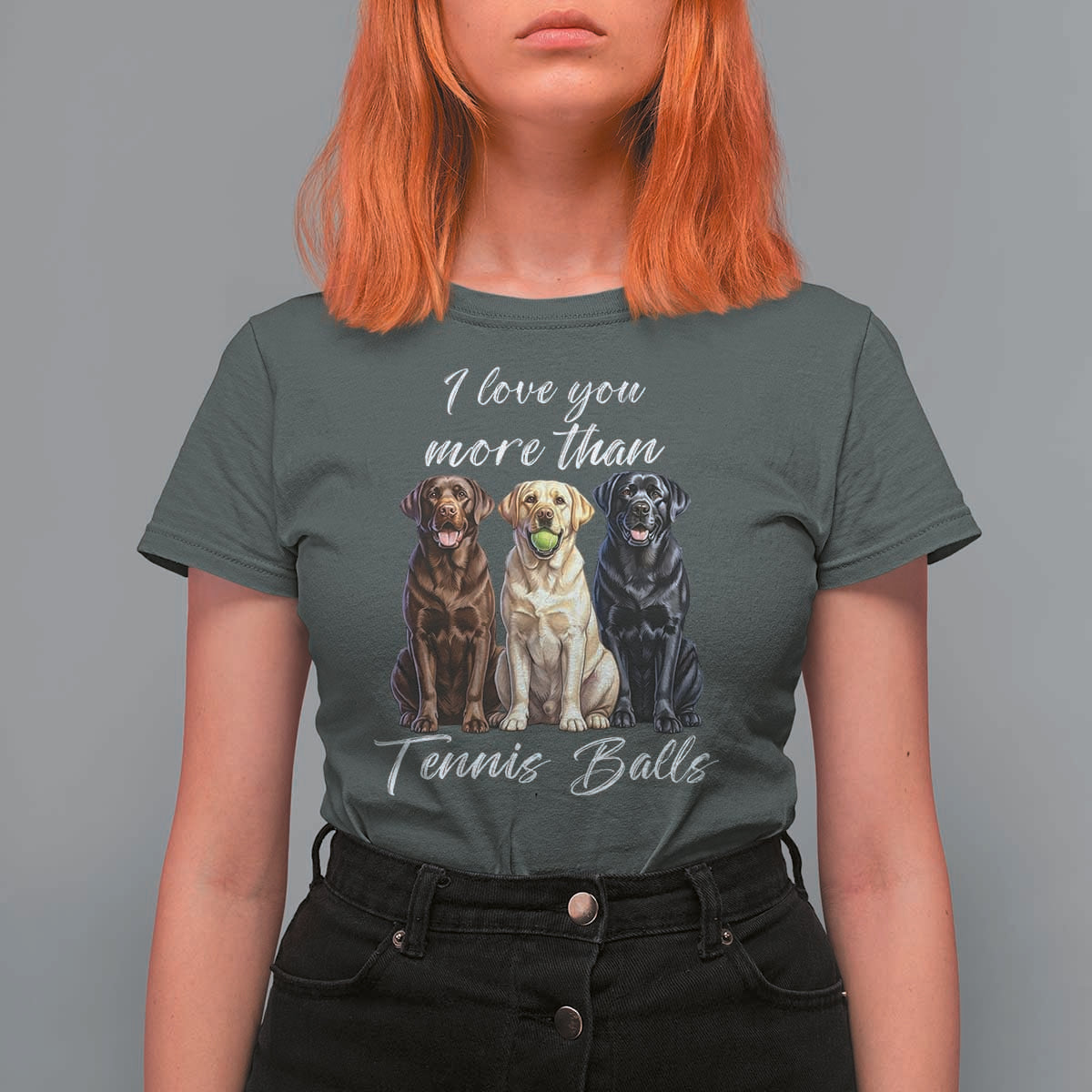 Funny Labrador Tennis Lover T Shirt For Women I Love You More Than Tennis Ball - Wonder Print Shop