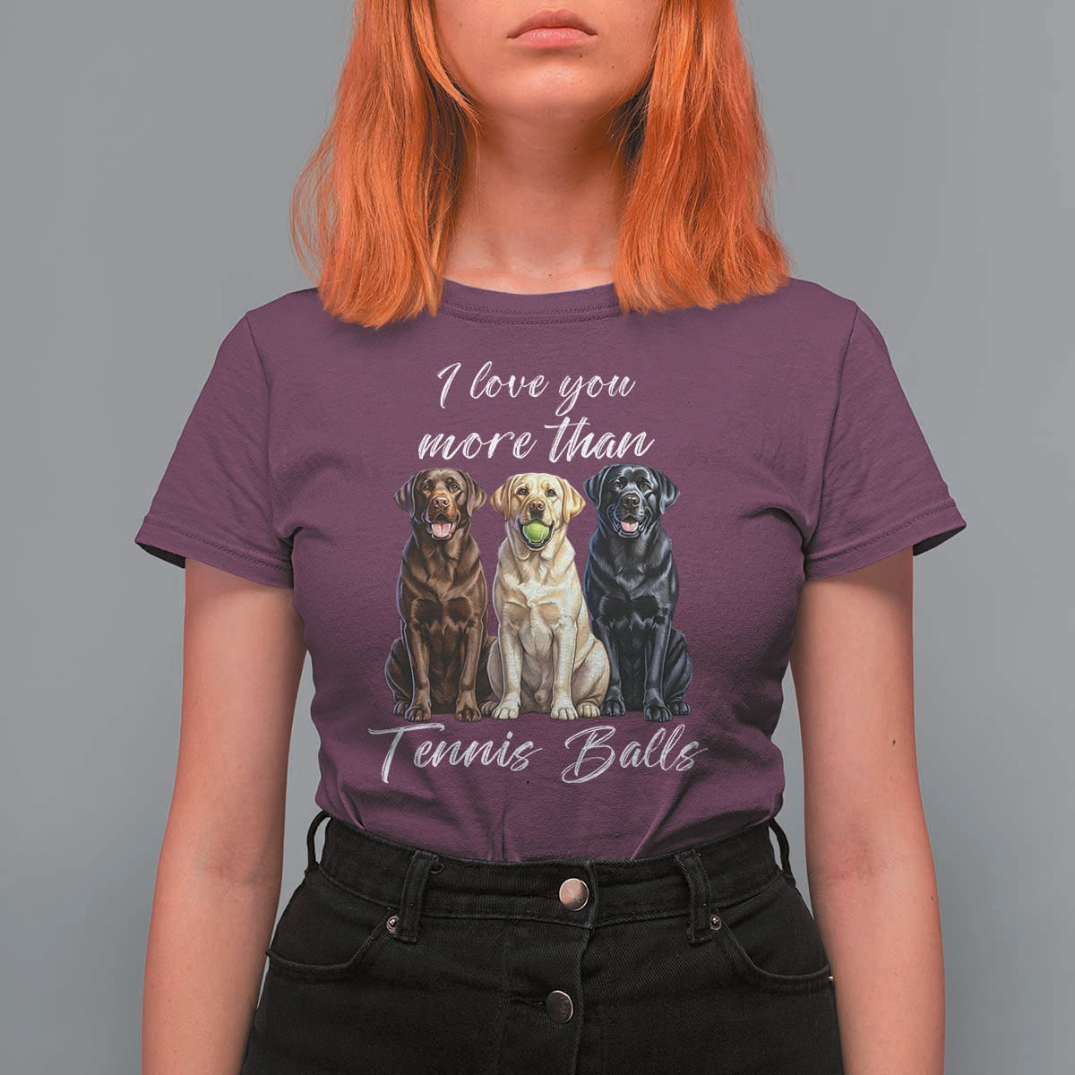 Funny Labrador Tennis Lover T Shirt For Women I Love You More Than Tennis Ball - Wonder Print Shop