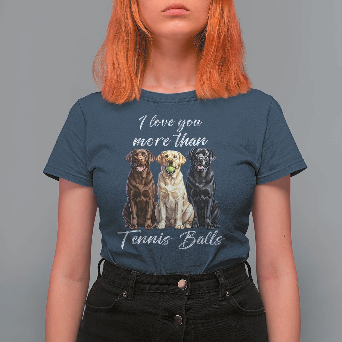 Funny Labrador Tennis Lover T Shirt For Women I Love You More Than Tennis Ball - Wonder Print Shop