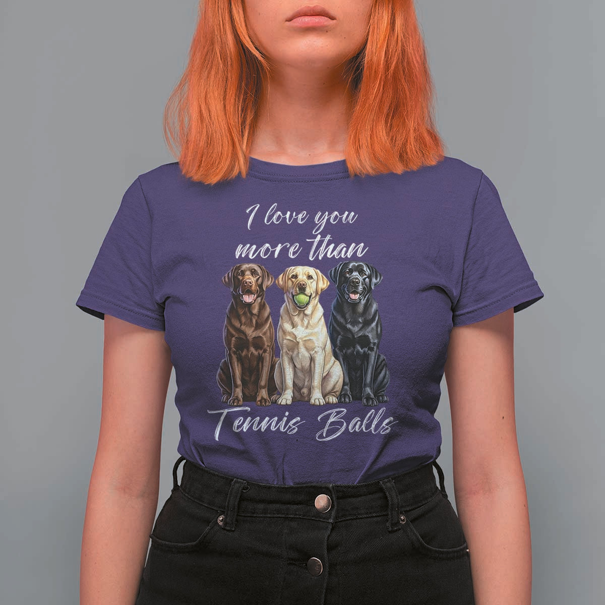 Funny Labrador Tennis Lover T Shirt For Women I Love You More Than Tennis Ball - Wonder Print Shop