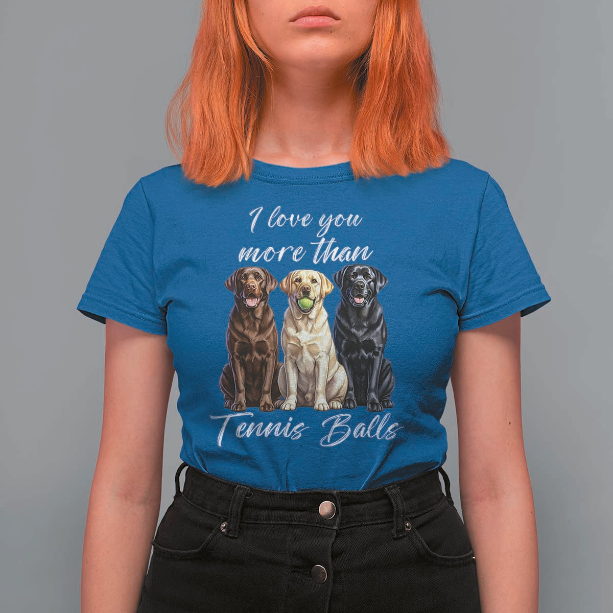 Funny Labrador Tennis Lover T Shirt For Women I Love You More Than Tennis Ball - Wonder Print Shop