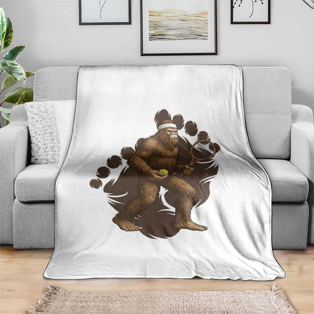 Funny Bigfoot Tennis Player Throw Blanket Folklore Cryptid Gift - Wonder Print Shop