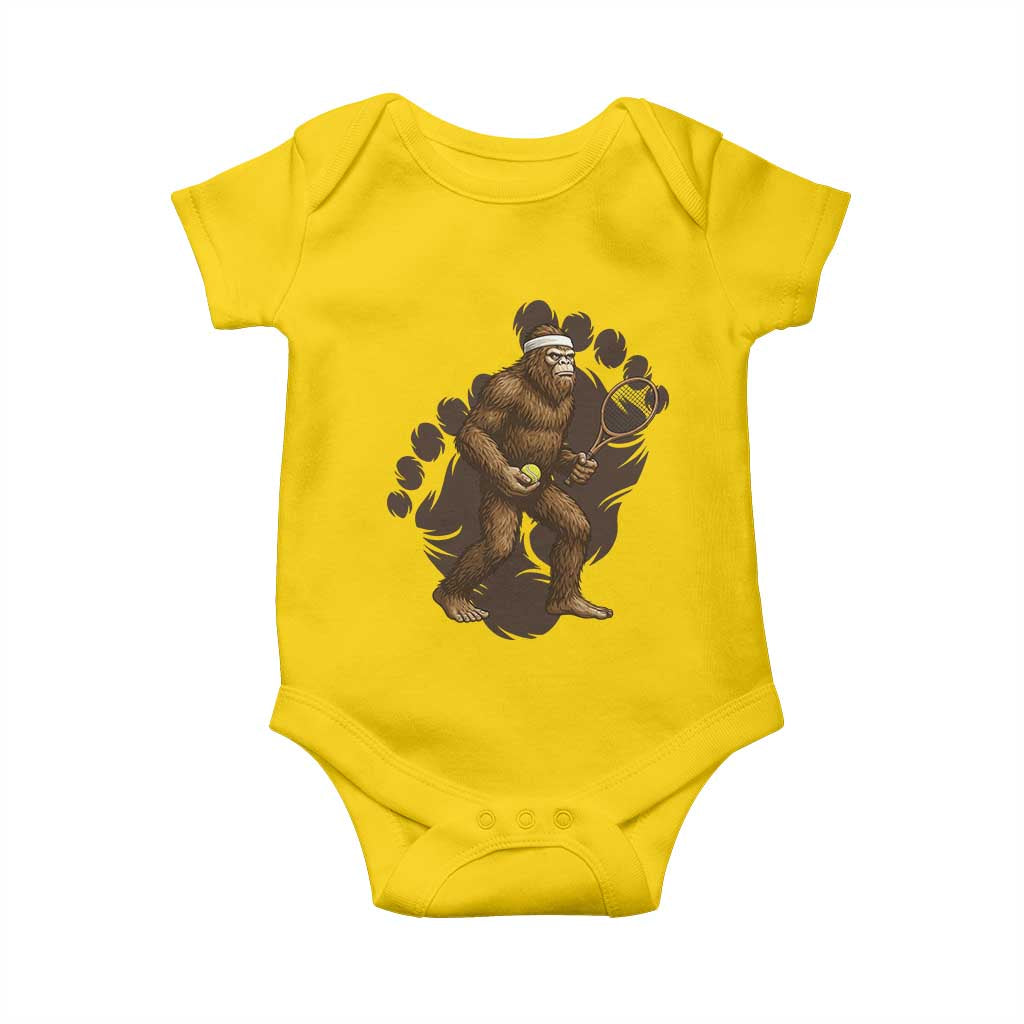 Funny Bigfoot Tennis Player Baby Onesie Folklore Cryptid Gift - Wonder Print Shop
