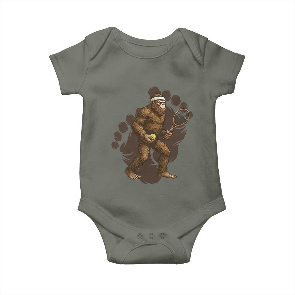 Funny Bigfoot Tennis Player Baby Onesie Folklore Cryptid Gift - Wonder Print Shop