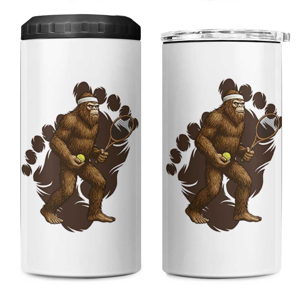 Funny Bigfoot Tennis Player 4 in 1 Can Cooler Tumbler Folklore Cryptid Gift - Wonder Print Shop