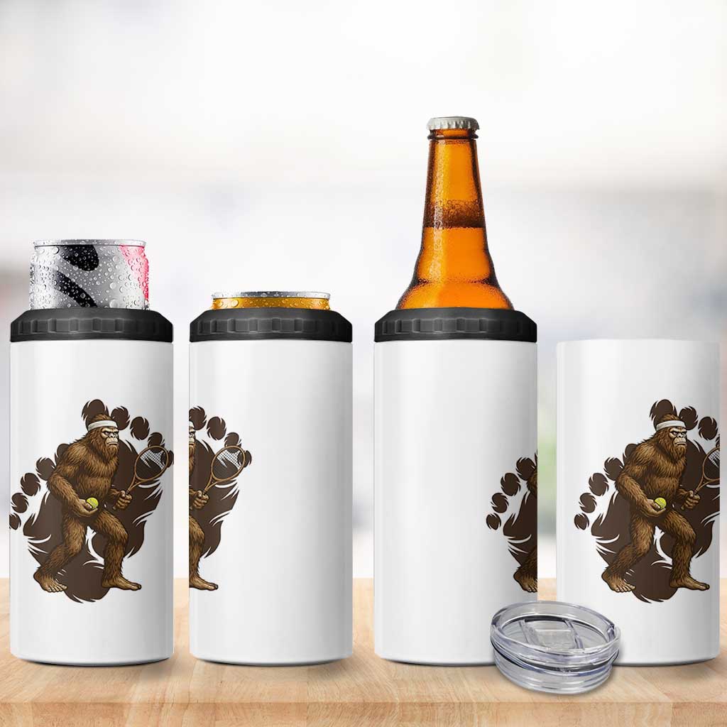 Funny Bigfoot Tennis Player 4 in 1 Can Cooler Tumbler Folklore Cryptid Gift - Wonder Print Shop