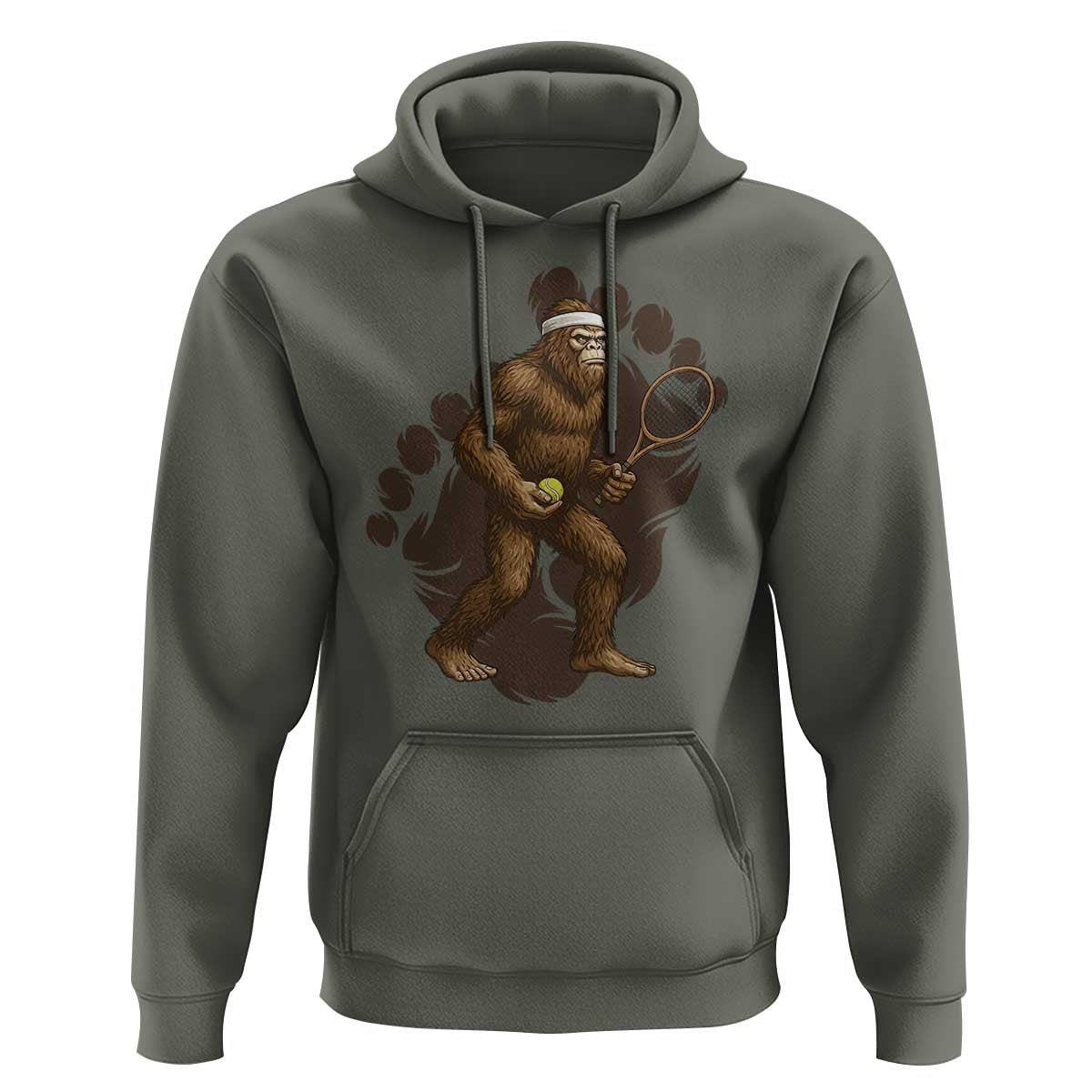 Funny Bigfoot Tennis Player Hoodie Folklore Cryptid Gift - Wonder Print Shop