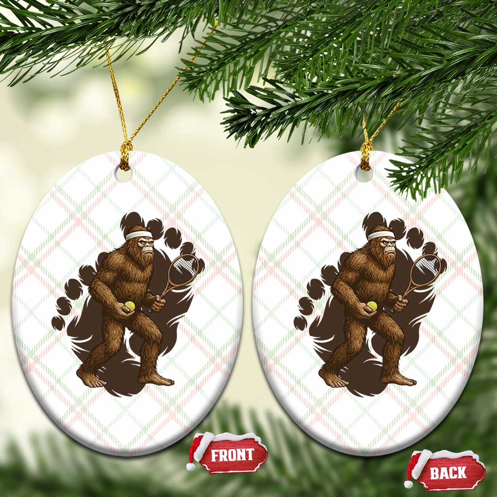 Funny Bigfoot Tennis Player Ceramic Ornament Folklore Cryptid Gift - Wonder Print Shop