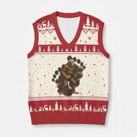 Funny Bigfoot Tennis Player V-Neck Knit Sweater Vest Folklore Cryptid Gift - Wonder Print Shop