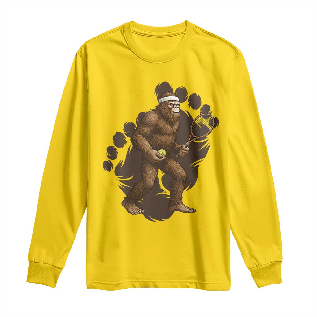 Funny Bigfoot Tennis Player Long Sleeve Shirt Folklore Cryptid Gift - Wonder Print Shop