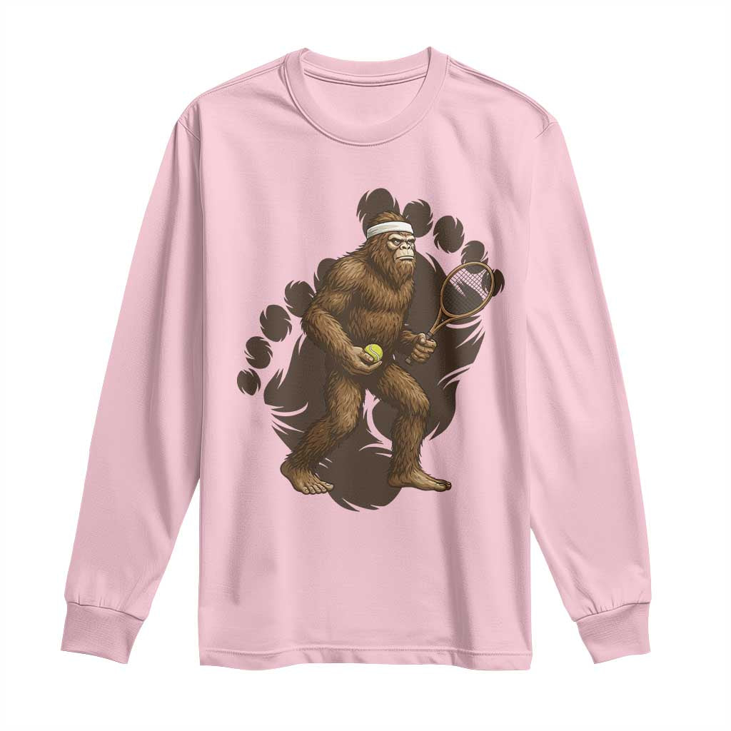 Funny Bigfoot Tennis Player Long Sleeve Shirt Folklore Cryptid Gift - Wonder Print Shop