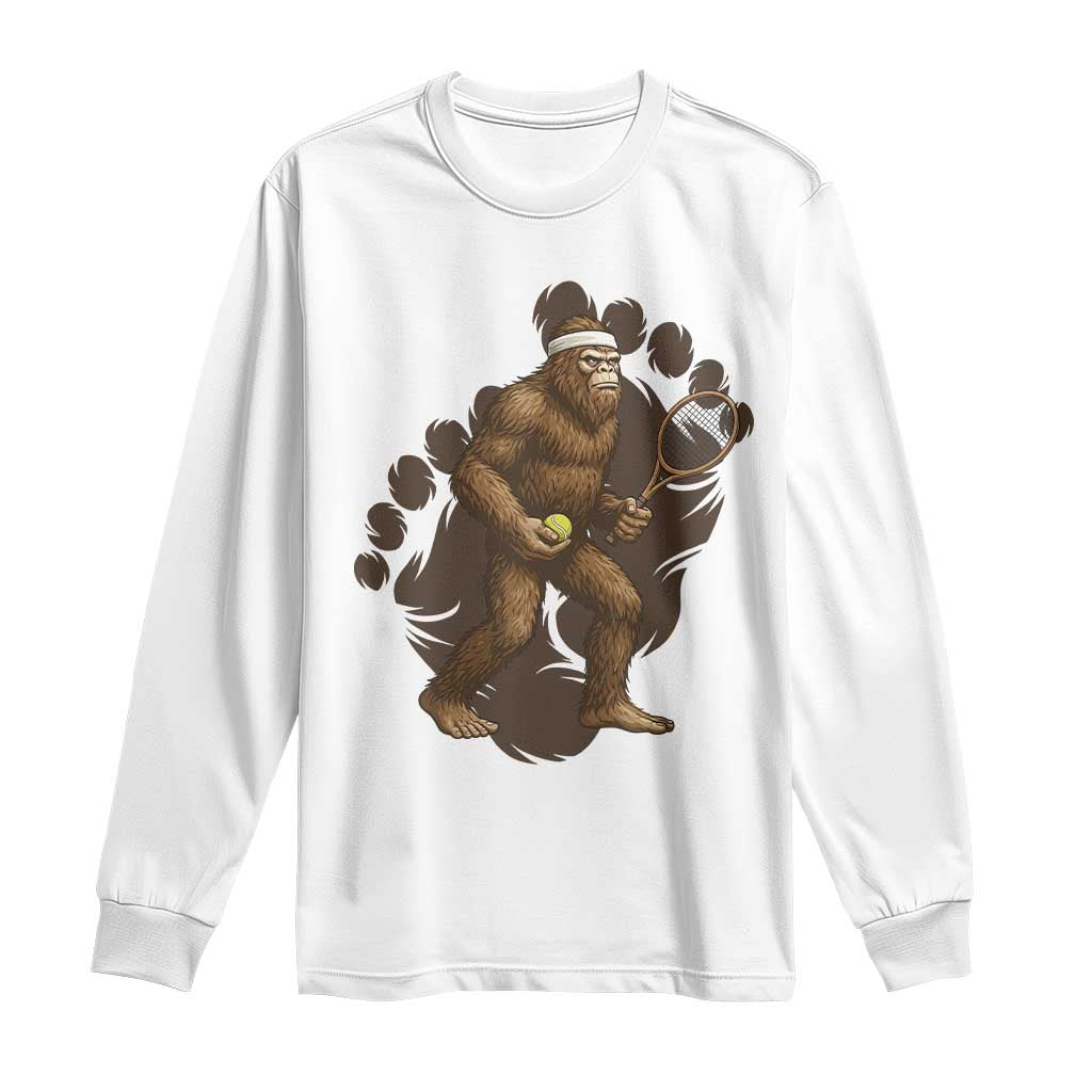 Funny Bigfoot Tennis Player Long Sleeve Shirt Folklore Cryptid Gift - Wonder Print Shop