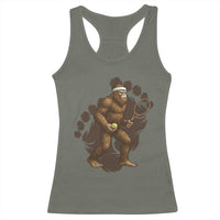 Funny Bigfoot Tennis Player Racerback Tank Top Folklore Cryptid Gift - Wonder Print Shop