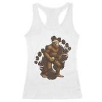 Funny Bigfoot Tennis Player Racerback Tank Top Folklore Cryptid Gift - Wonder Print Shop