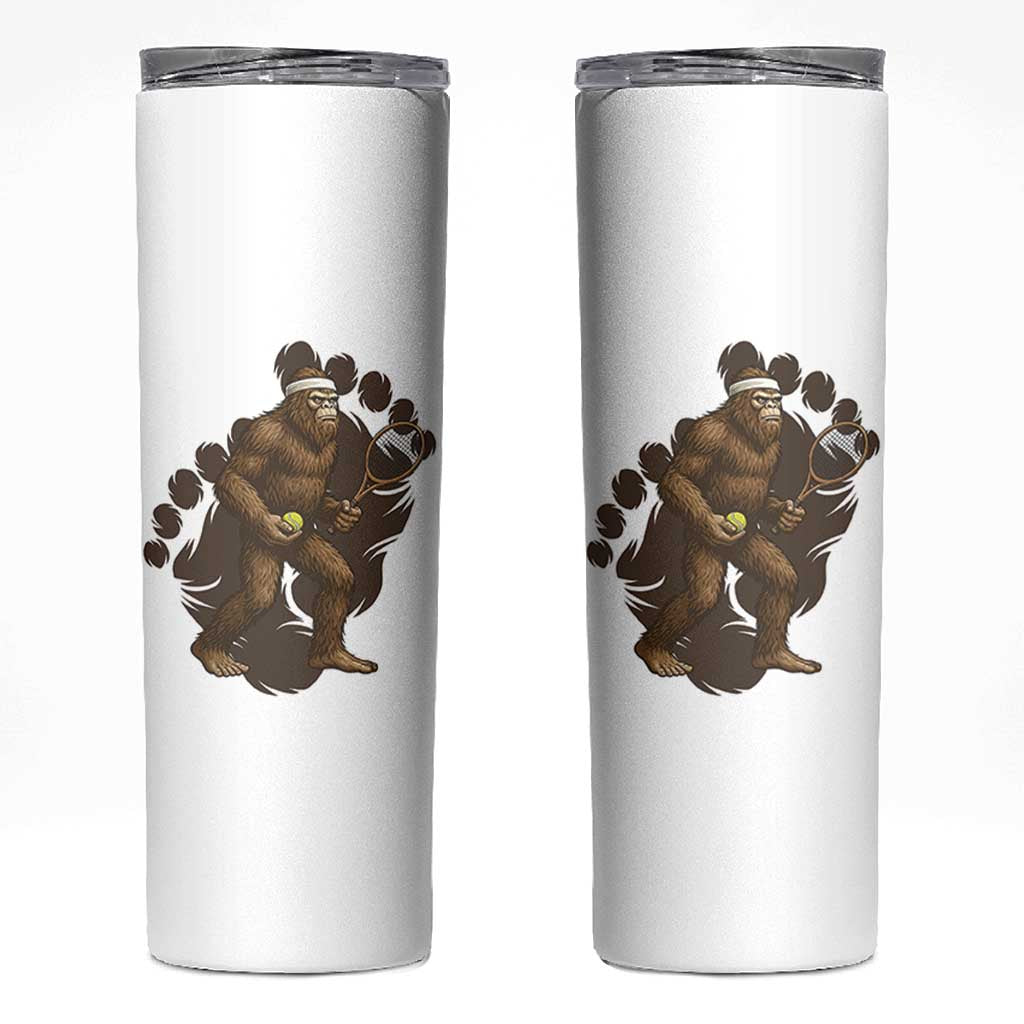 Funny Bigfoot Tennis Player Skinny Tumbler Folklore Cryptid Gift - Wonder Print Shop
