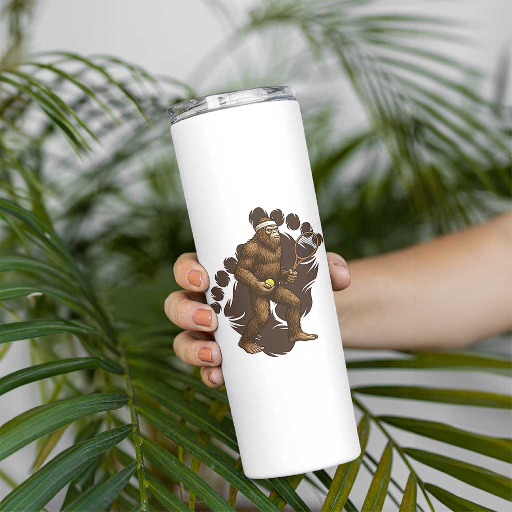 Funny Bigfoot Tennis Player Skinny Tumbler Folklore Cryptid Gift - Wonder Print Shop
