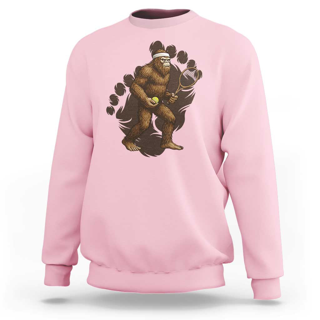 Funny Bigfoot Tennis Player Sweatshirt Folklore Cryptid Gift - Wonder Print Shop