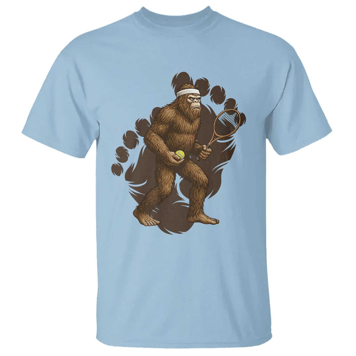 Funny Bigfoot Tennis Player T Shirt Folklore Cryptid Gift - Wonder Print Shop