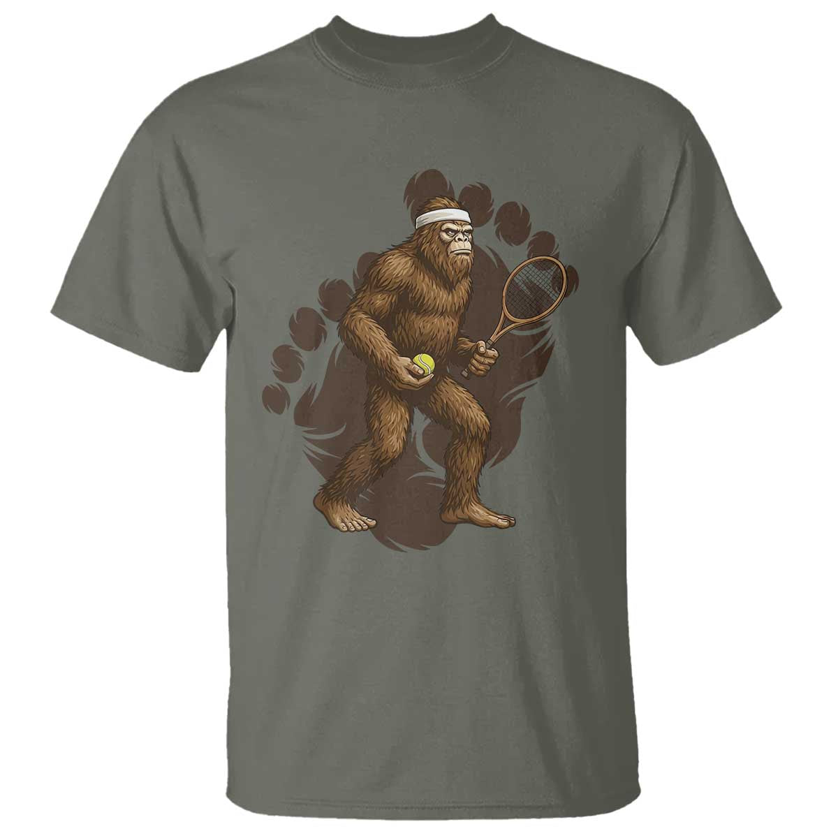 Funny Bigfoot Tennis Player T Shirt Folklore Cryptid Gift - Wonder Print Shop