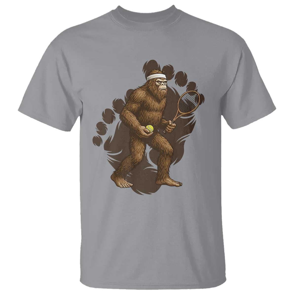 Funny Bigfoot Tennis Player T Shirt Folklore Cryptid Gift - Wonder Print Shop