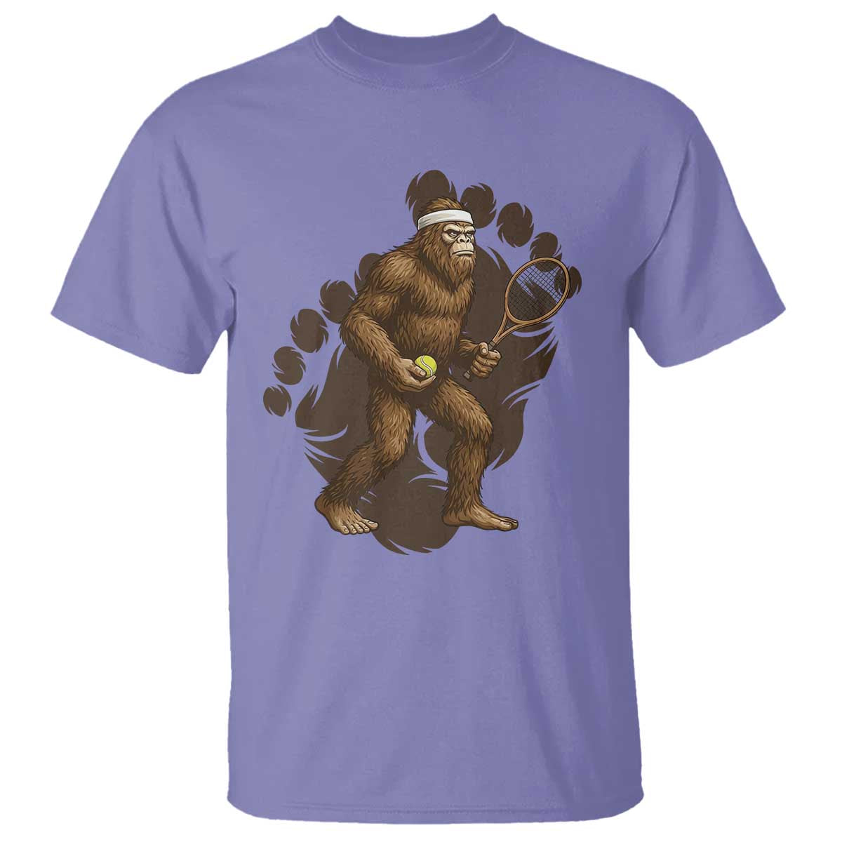 Funny Bigfoot Tennis Player T Shirt Folklore Cryptid Gift - Wonder Print Shop