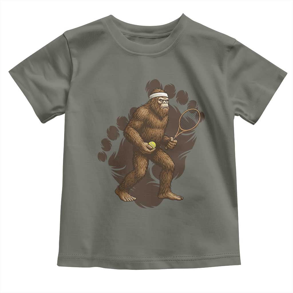 Funny Bigfoot Tennis Player Toddler T Shirt Folklore Cryptid Gift - Wonder Print Shop