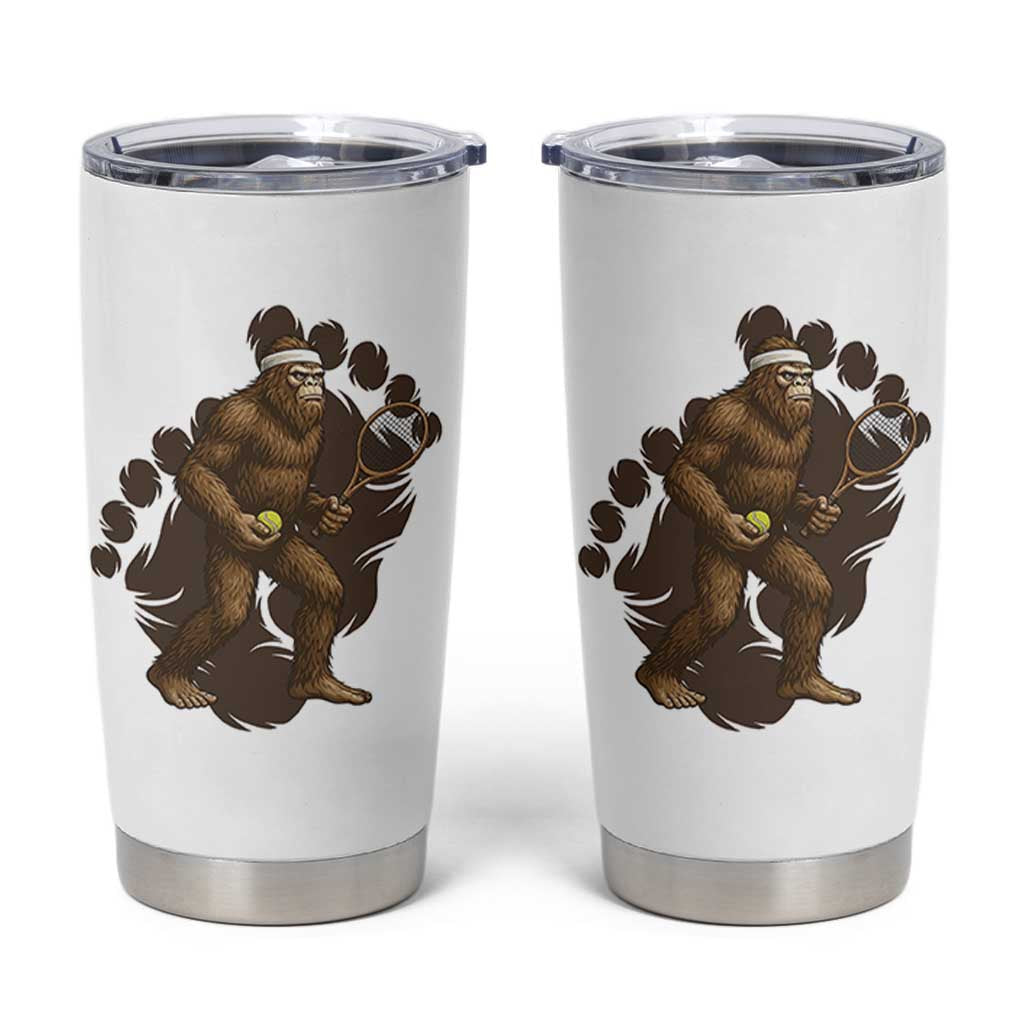 Funny Bigfoot Tennis Player Tumbler Cup Folklore Cryptid Gift - Wonder Print Shop