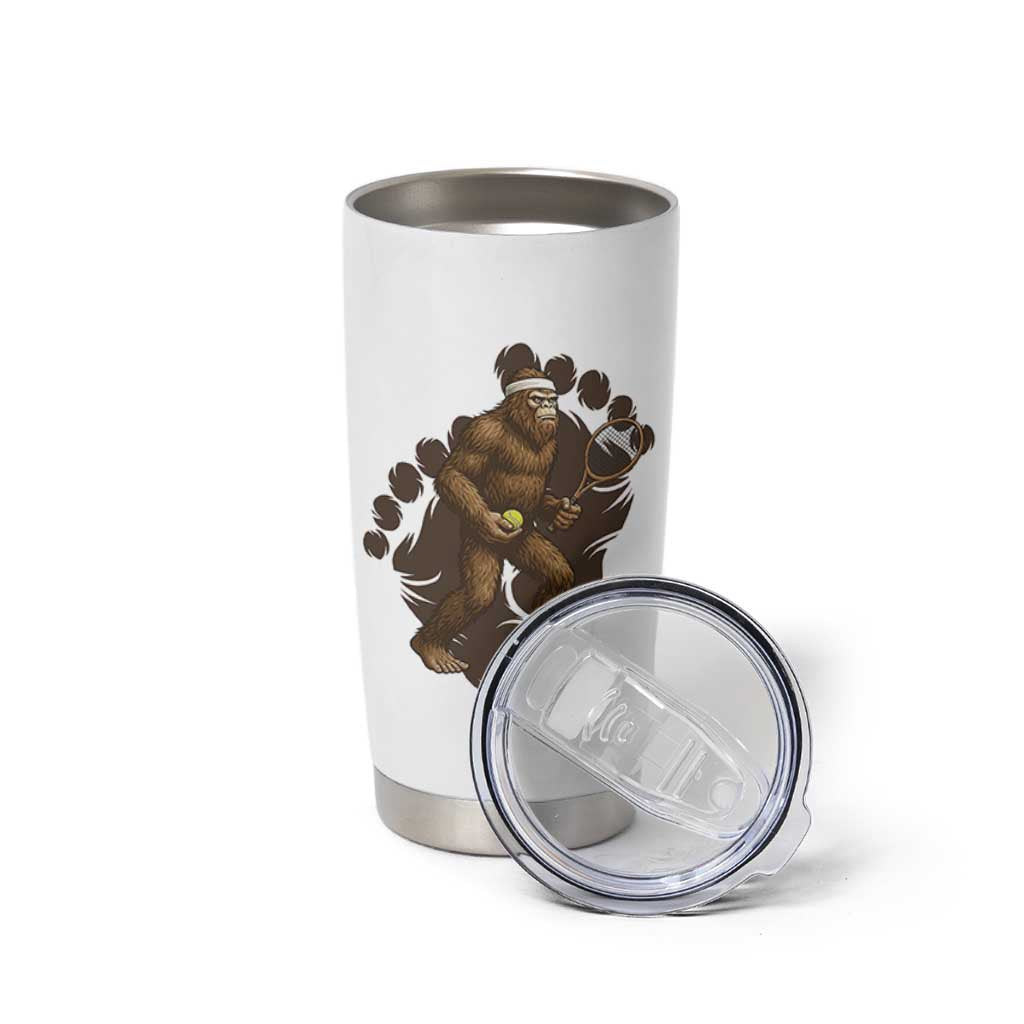 Funny Bigfoot Tennis Player Tumbler Cup Folklore Cryptid Gift - Wonder Print Shop