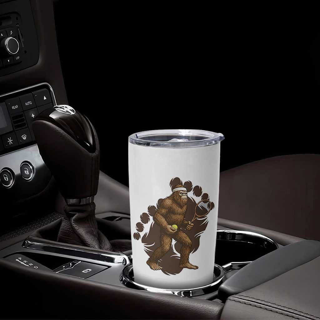 Funny Bigfoot Tennis Player Tumbler Cup Folklore Cryptid Gift - Wonder Print Shop