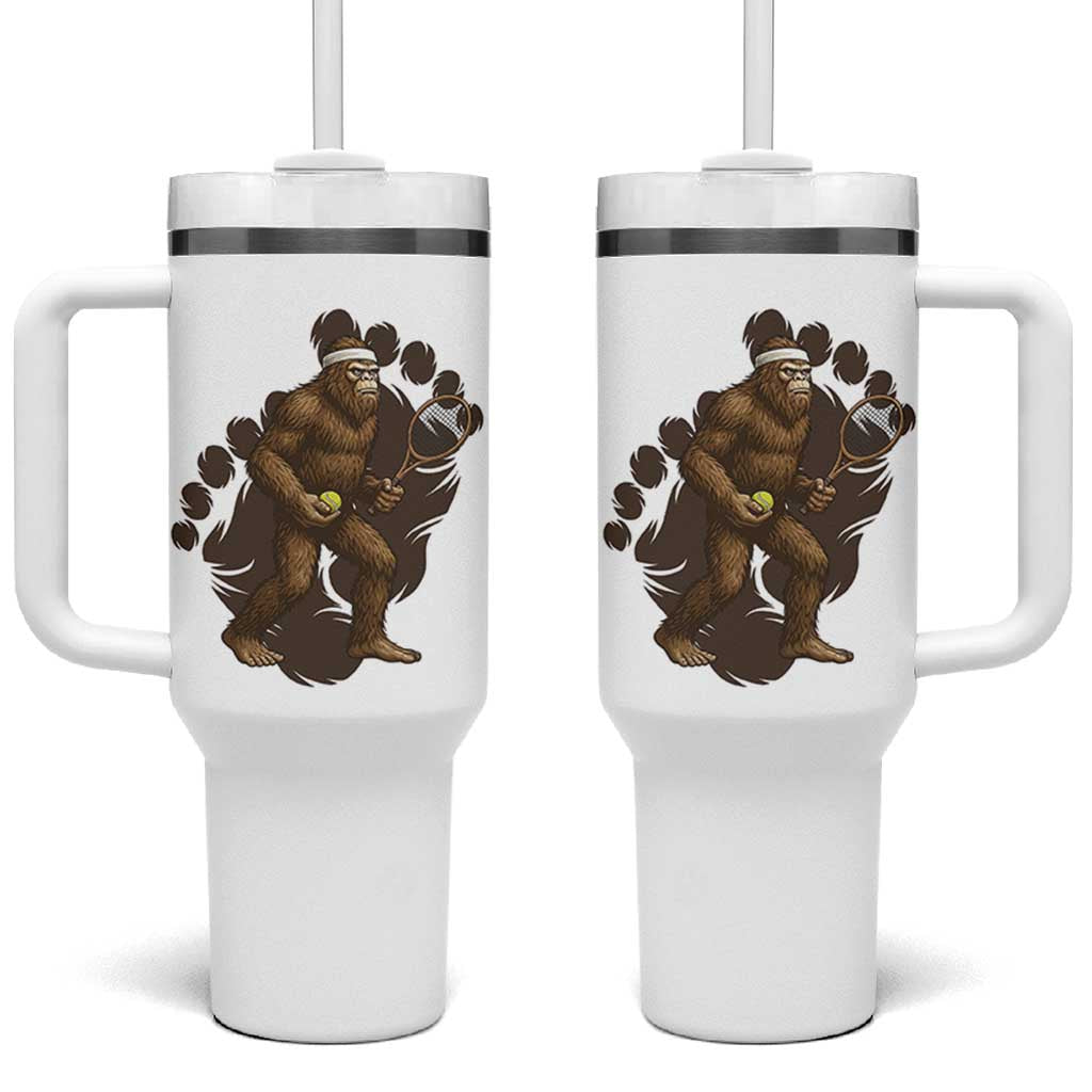 Funny Bigfoot Tennis Player Tumbler With Handle Folklore Cryptid Gift - Wonder Print Shop