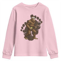 Funny Bigfoot Tennis Player Youth Sweatshirt Folklore Cryptid Gift - Wonder Print Shop