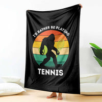 Id Rather Be Playing Tennis Throw Blanket Vintage Retro Bigfoot Tennis Player Gift - Wonder Print Shop