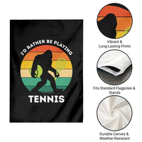 Id Rather Be Playing Tennis Garden Flag Vintage Retro Bigfoot Tennis Player Gift - Wonder Print Shop