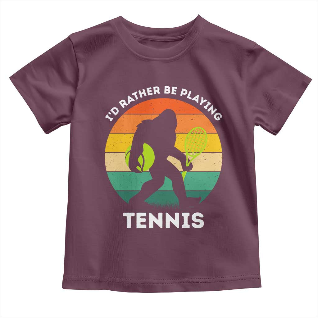 Id Rather Be Playing Tennis Toddler T Shirt Vintage Retro Bigfoot Tennis Player Gift - Wonder Print Shop